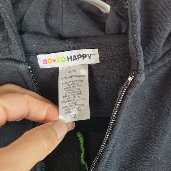 So So Happy Zip Up Black Hoodie Size Size XS - Picture 3 of 11